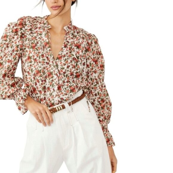 FREE PEOPLE Meant To Be Floral Blouse Vintage Combo Size Medium - Picture 9 of 14